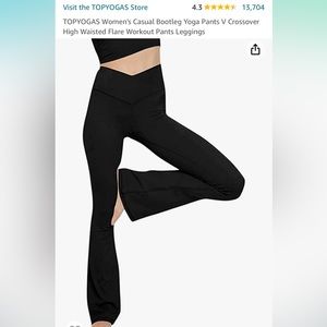 TOPYOGAS Women's Casual Yoga Pants V Crossover High Waisted Flare Leggings